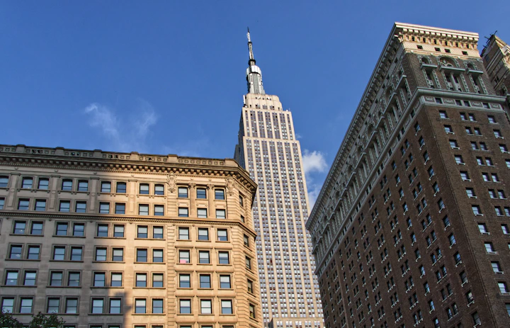Empire State Building seen between Midtown Manhattan towers in New York